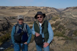 Geologists Bruce Bjornstad and Gene Kiver at Palouse Falls